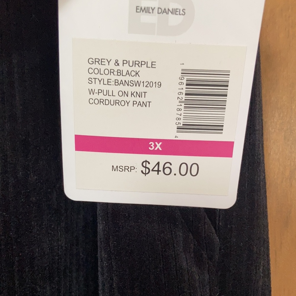 Emily Daniels black pull on knit corduroy pant size 3X - Picture 14 of 17